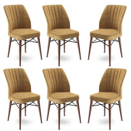 Hanah Home Juego 6 Sillas Comedor Cappuccino y Marrón, Tela Babyface